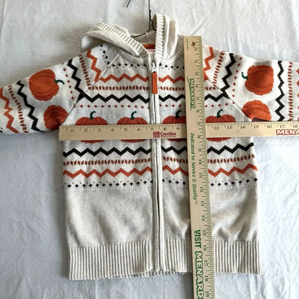 Gymboree Fall Fair Isle Pumpkin Zip-Up Hoodie Sweater Cardigan Thanksgiving Sz 6